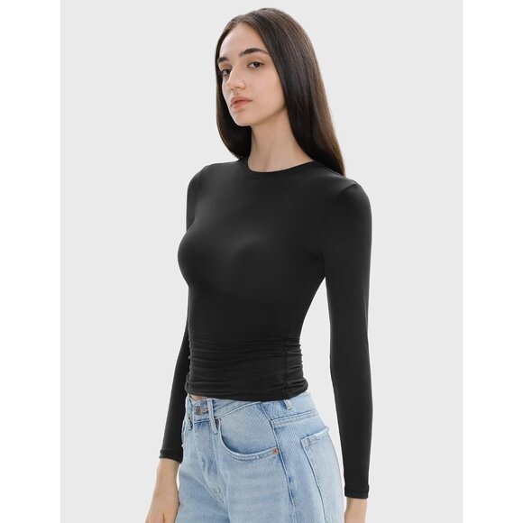 Women's Long Sleeve Top Soft Microfiber Slim Fit Versatile Going Out - Picture 3 of 6